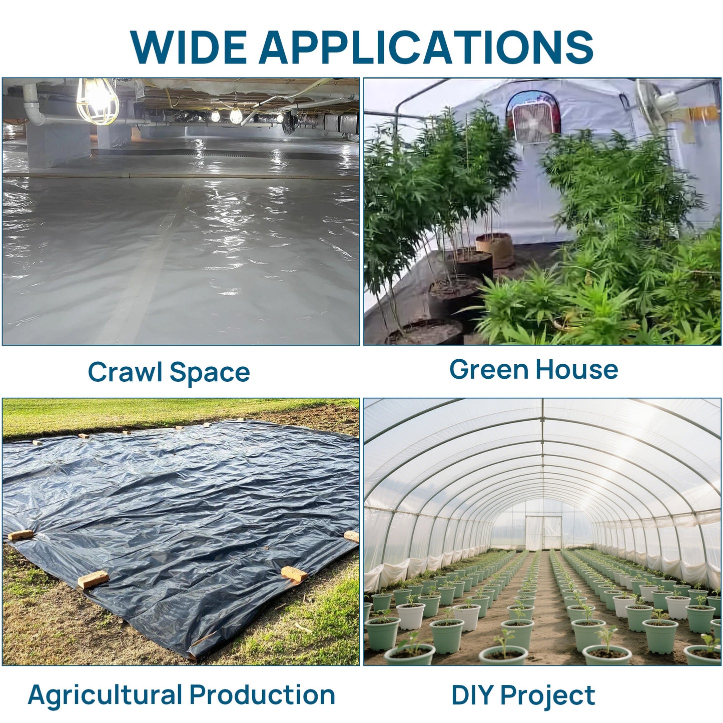 10 Mil Crawl Space Vapor Barrier with Thick Polyethelene Double-Sided Plastic Sheeting - 10” x 100”