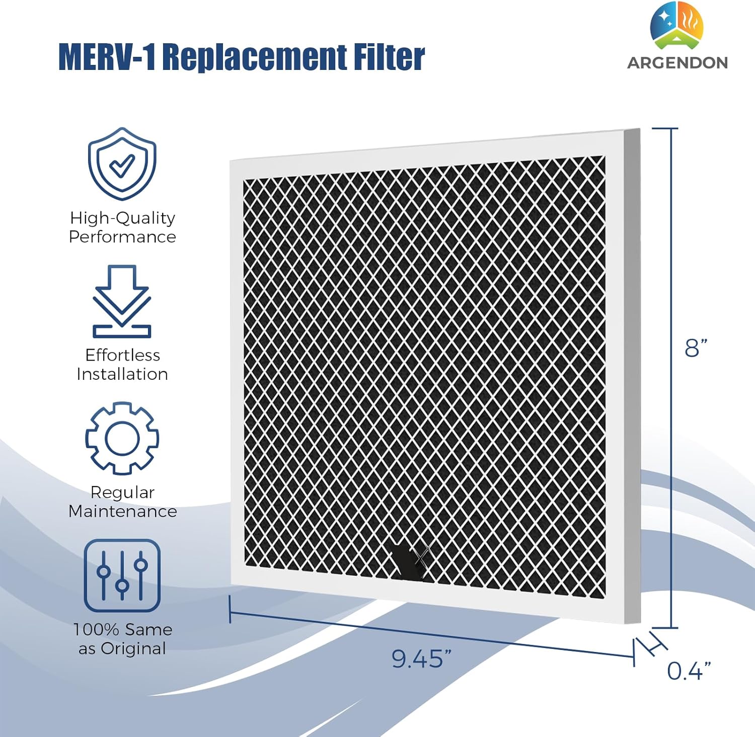 Argendon MERV-1 Filter Replacement 1 Pack Filter for Crawl Space & Basement Dehumidifier Shield 35P & Shield 35M