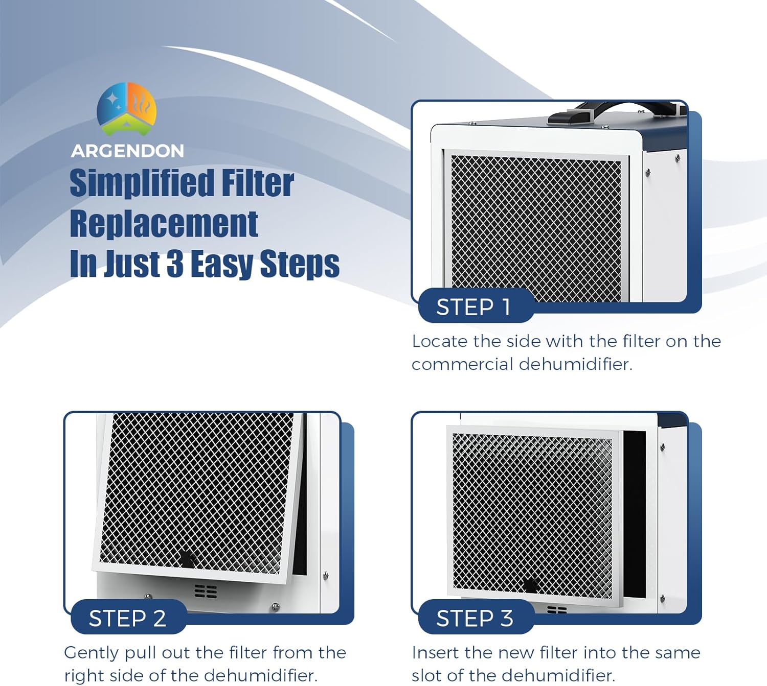 Argendon MERV-1 Filter Replacement 1 Pack Filter for Crawl Space & Basement Dehumidifier Shield 35P & Shield 35M