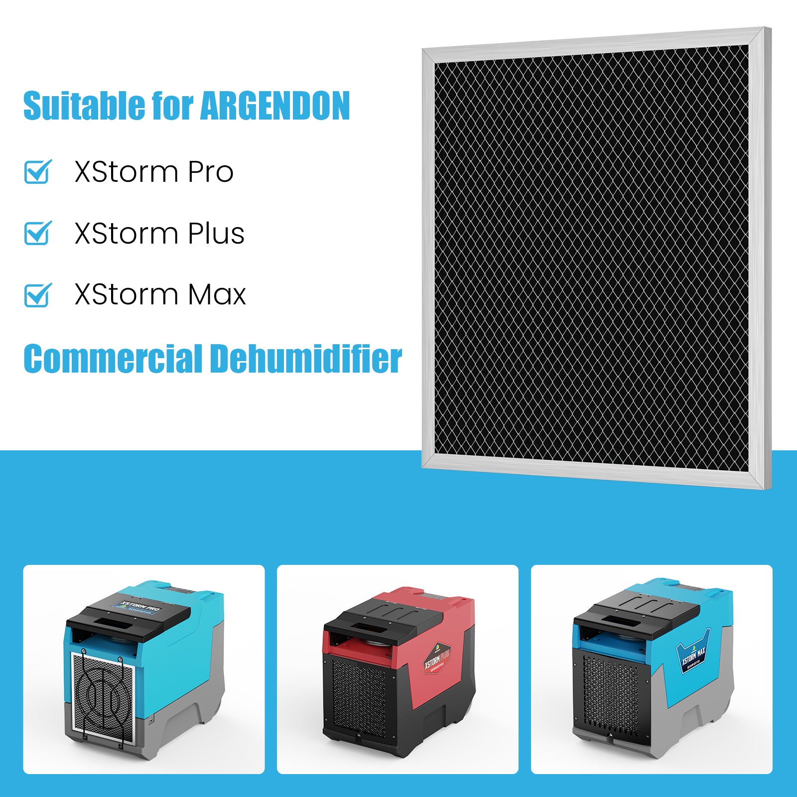 Argendon MERV-1 Filter Replacement 3 Pack (Set for Commercial Dehumidifiers XStorm Max & XStorm Plus & XStorm PRO)