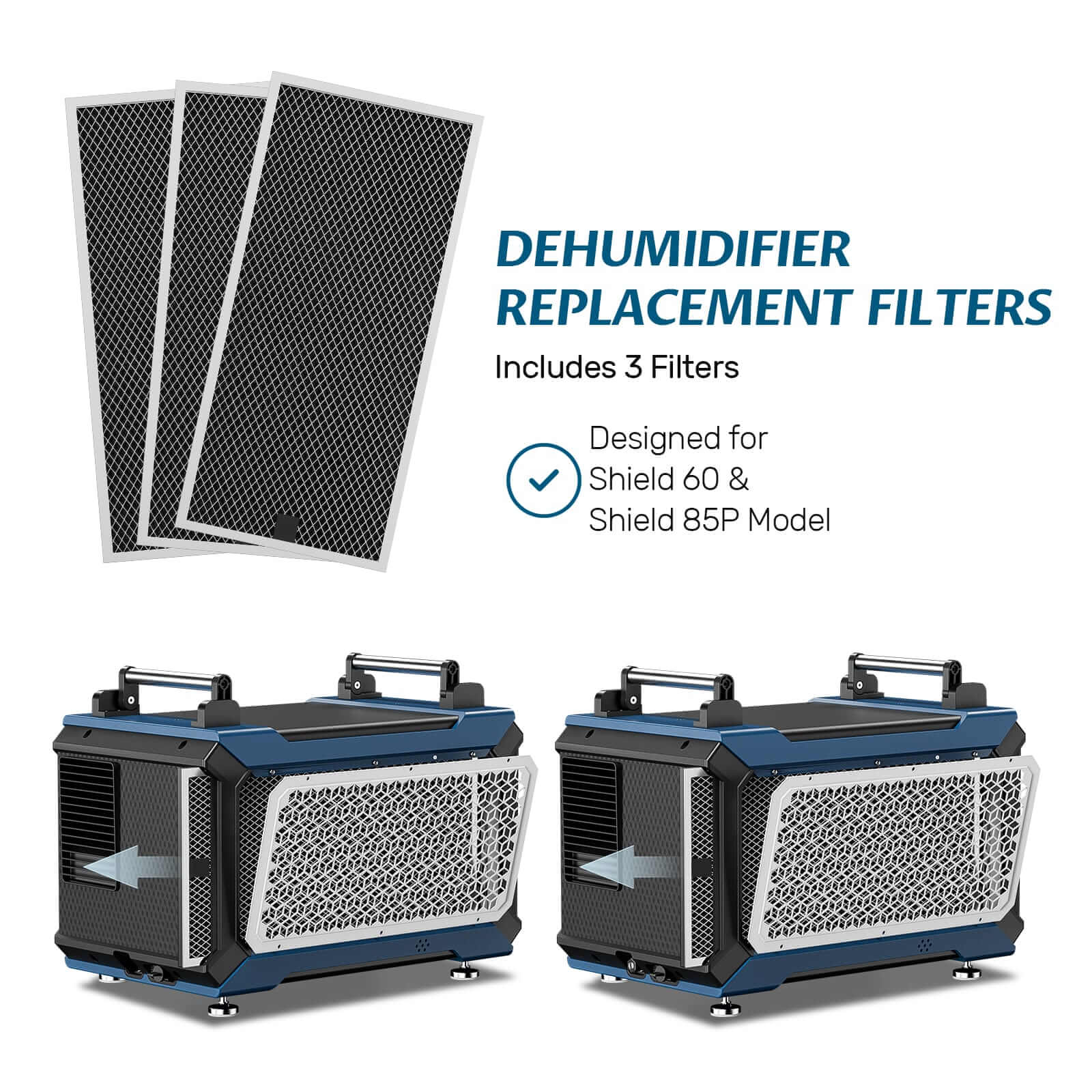 Argendon MERV-1 Filter Replacement 3 Pack (Set for Crawl Space & Basement Dehumidifier Shield 60 & Shield 85P)