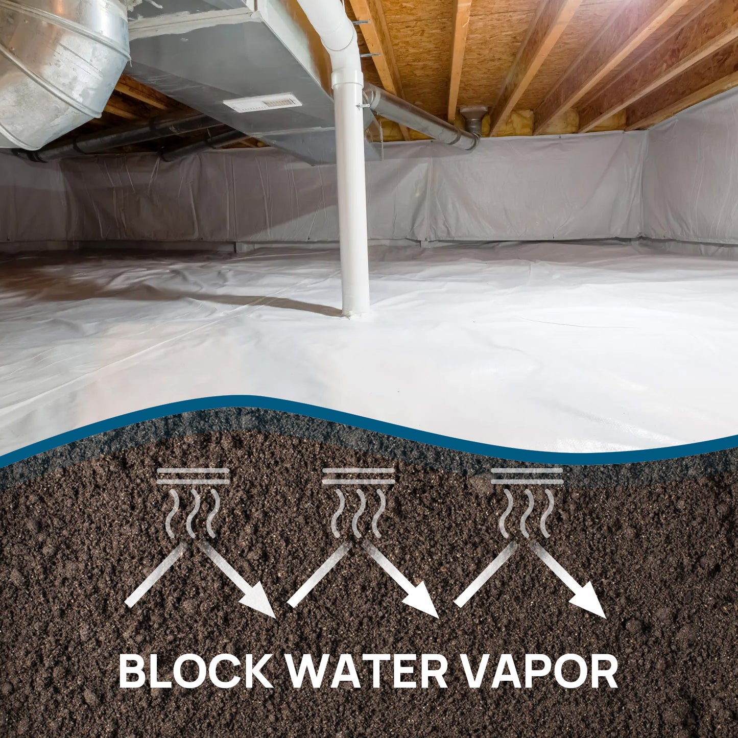 10 Mil Crawl Space Vapor Barrier with Thick Polyethelene Double-Sided Plastic Sheeting - 10” x 100”