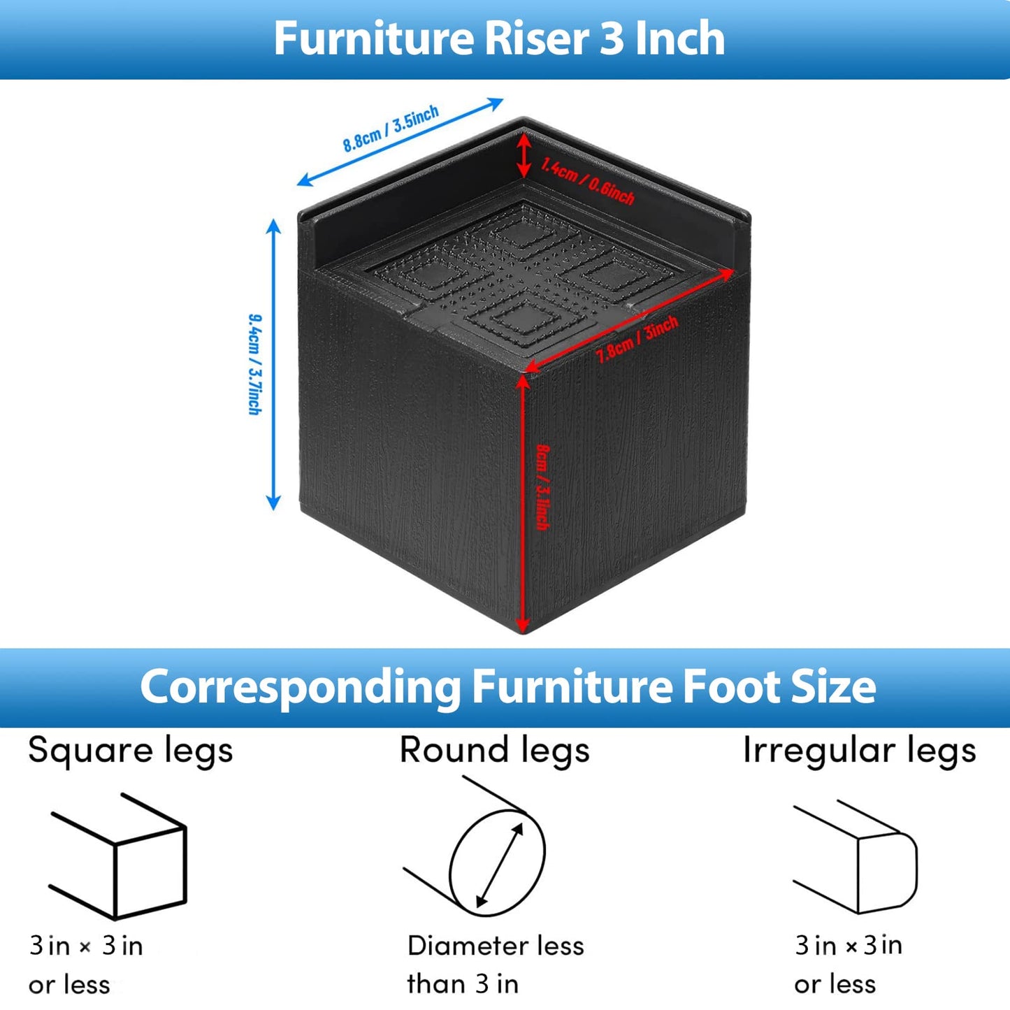 3 Inch L-Shaped Dehumidifier Riser Pad, Heavy Duty Stand for Enhanced Drainage, Universal Fit, 4 Pack