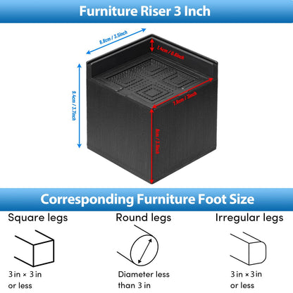 3 Inch L-Shaped Dehumidifier Riser Pad, Heavy Duty Stand for Enhanced Drainage, Universal Fit, 4 Pack