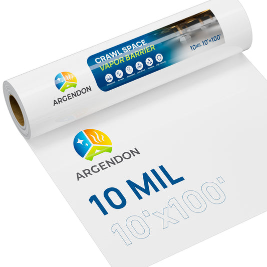 10 Mil Crawl Space Vapor Barrier with Thick Polyethelene Double-Sided Plastic Sheeting - 10” x 100”