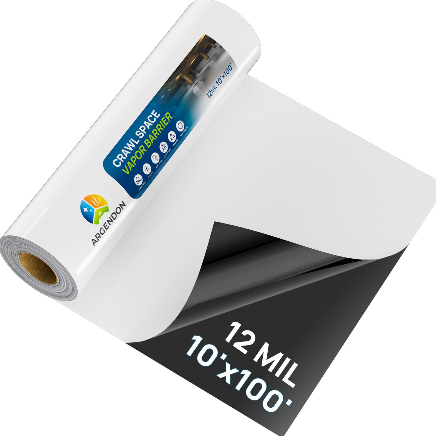 12 Mil Crawl Space Vapor Barrier with Thick Polyethelene Double-Sided Plastic Sheeting - 10” x 100”
