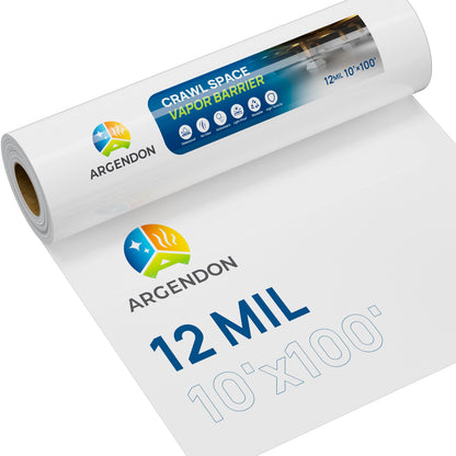 12 Mil Crawl Space Vapor Barrier with Thick Polyethelene Double-Sided Plastic Sheeting - 10” x 100”
