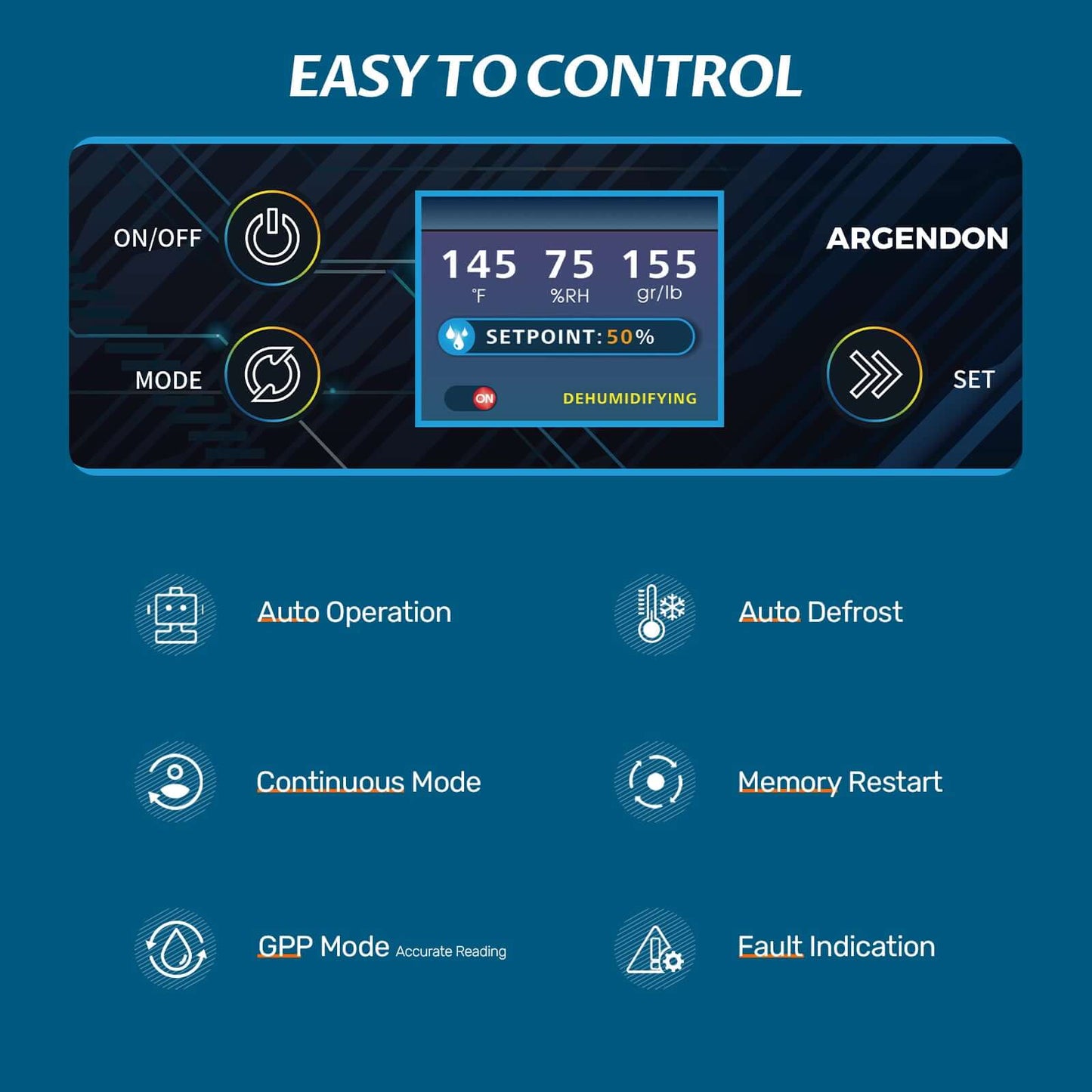 Argendon Shield 60 Commercial Dehumidifier Easy to Control