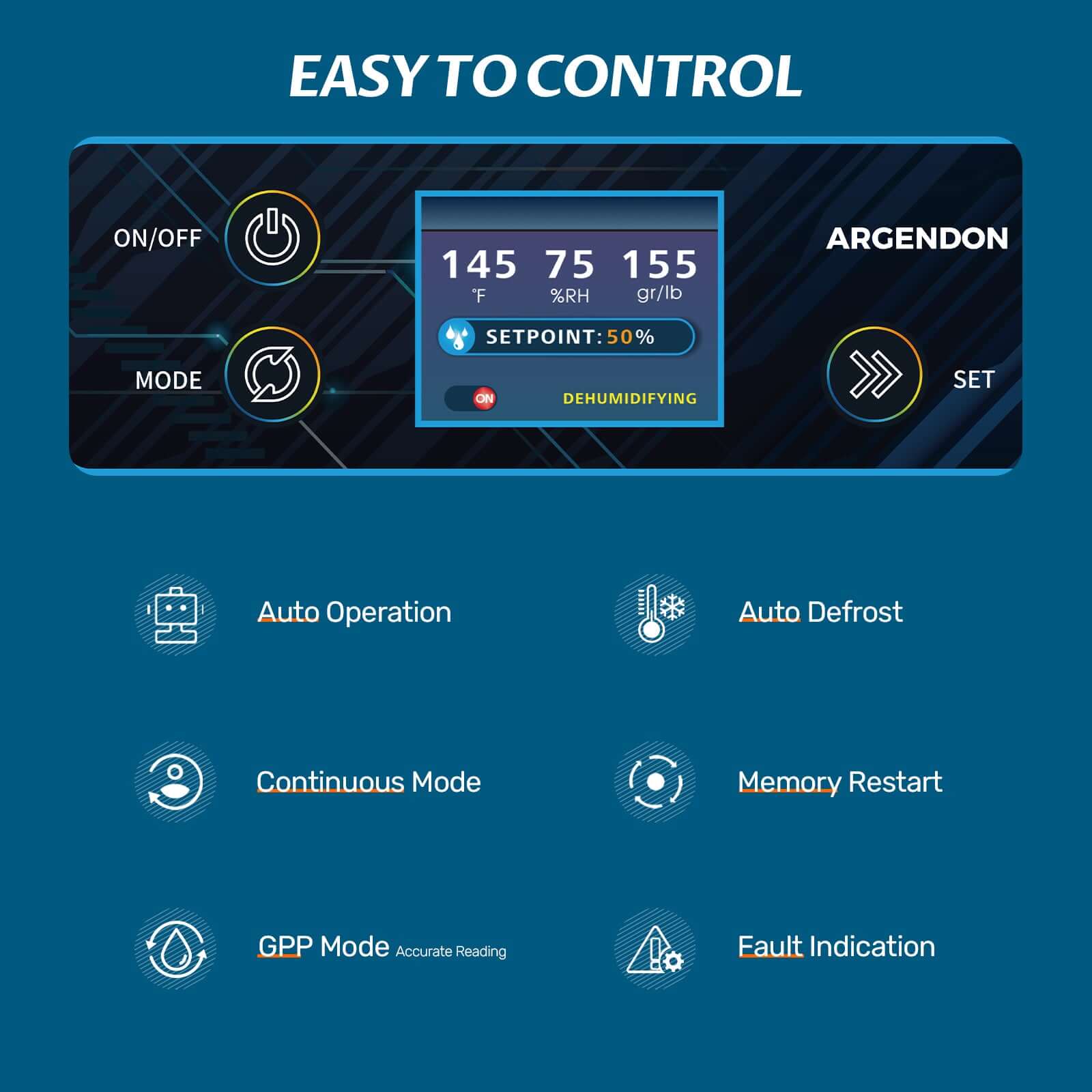 Argendon Shield 60 Commercial Dehumidifier Easy to Control