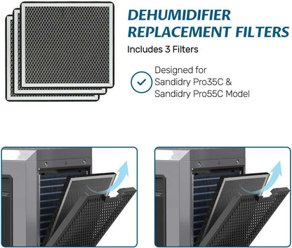 ARGENDON MERV-1 Filter Replacement Set for Commercial Dehumidifier Sandidry Pro 35C & Sandidry Pro 55C (3 Pack)