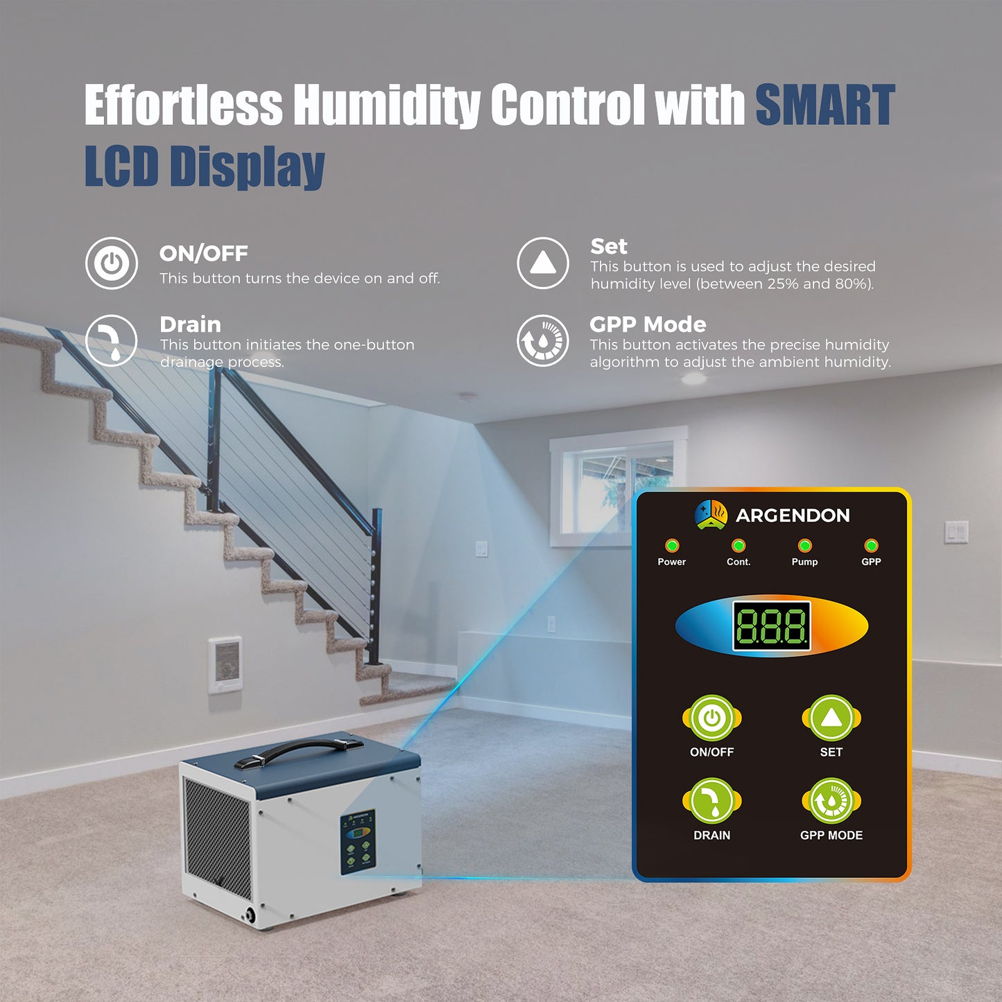 Argendon Crawl Space Bundle - Shield 35P Dehumidifier with Remote Control and Hanging Kit
