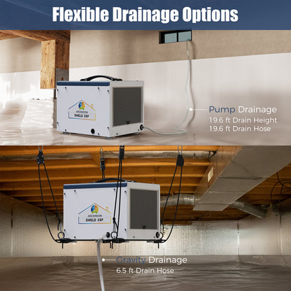 Argendon Crawl Space Bundle - Shield 35P Dehumidifier with Remote Control and Hanging Kit
