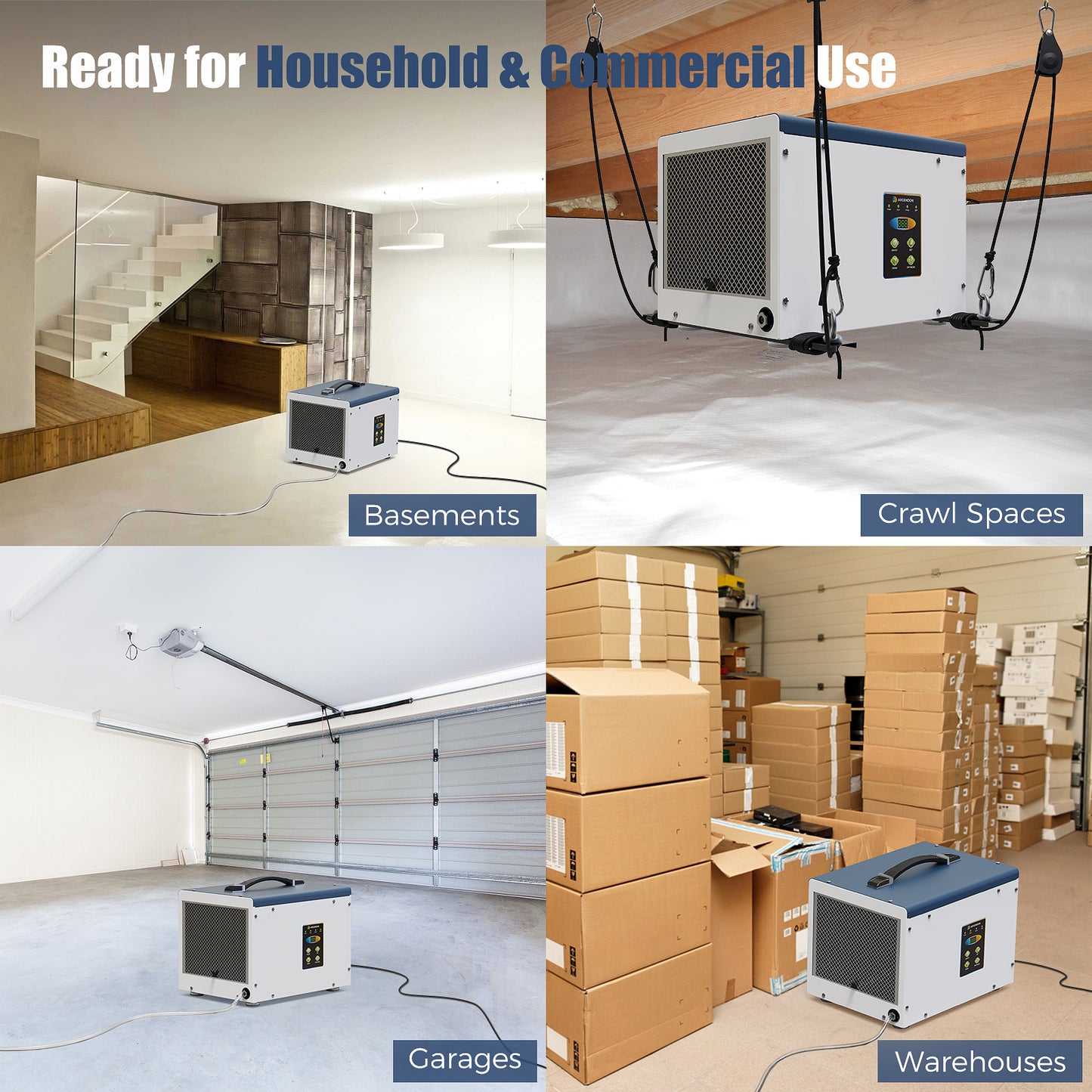 Argendon Crawl Space Bundle - Shield 35P Dehumidifier with Remote Control and Hanging Kit